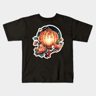 Chinese Lantern With Tassel and Flowers Sticker Kids T-Shirt